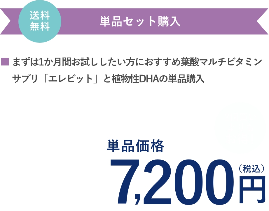 エレビット 植物性DHA（30日分）とエレビットのセット単品購入