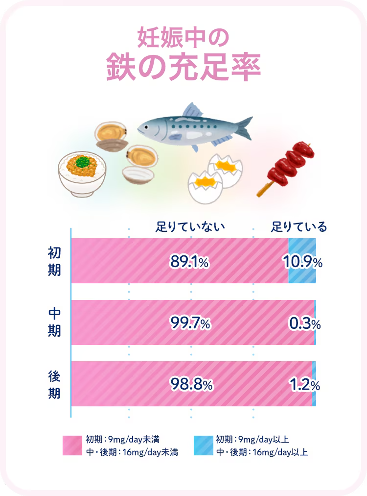 妊娠中の鉄の充足率