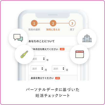 パーソナルデータに基づいた妊活チェックシート