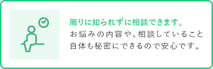 周りに知られずに相談できます。