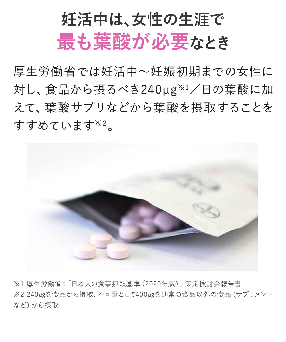 妊活中は、女性の生涯で最も葉酸が必要とき