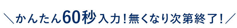 かんたん60秒入力！無くなり次第終了！